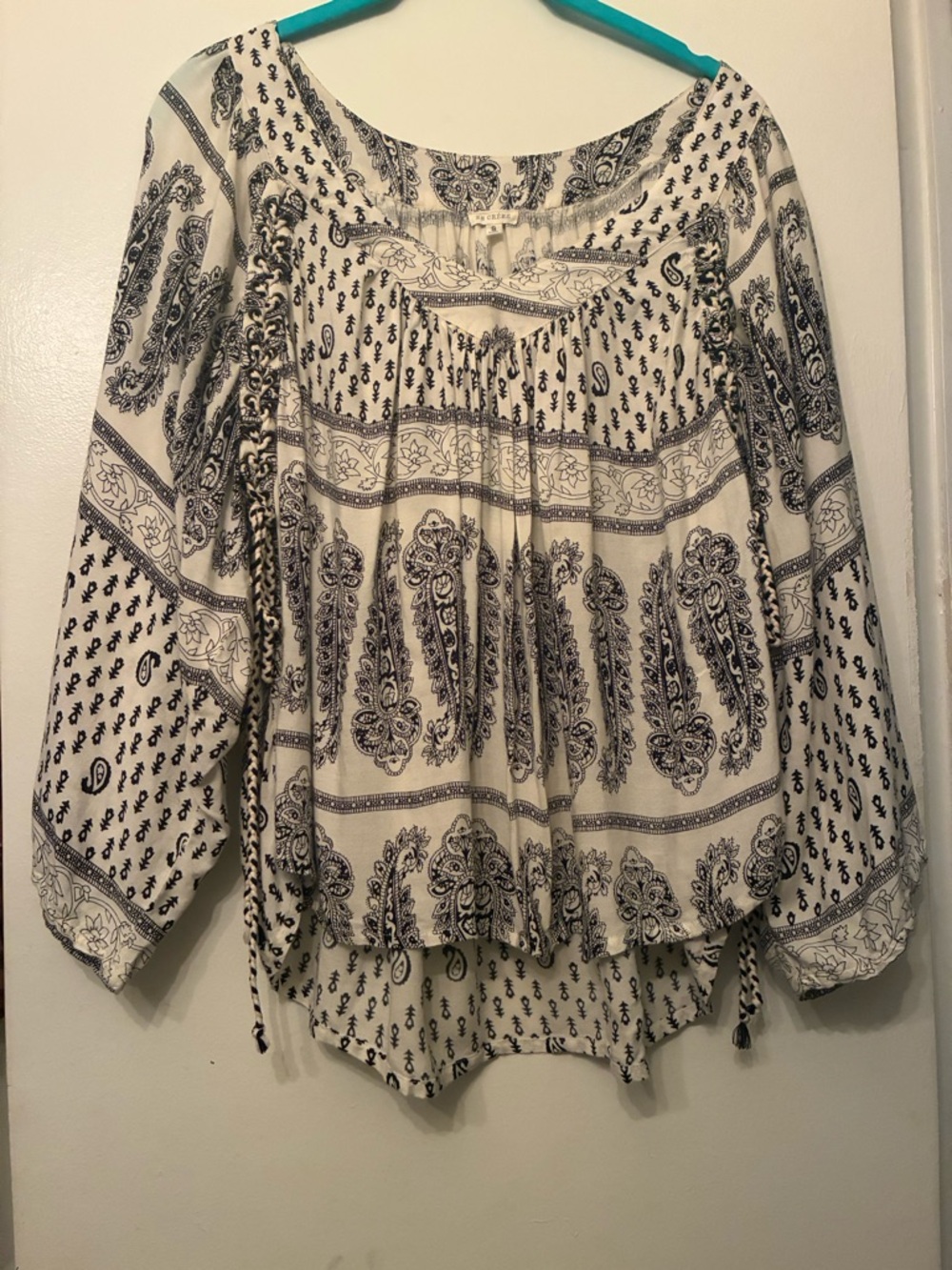 En Crème boho peasant blouse with feminine details size S